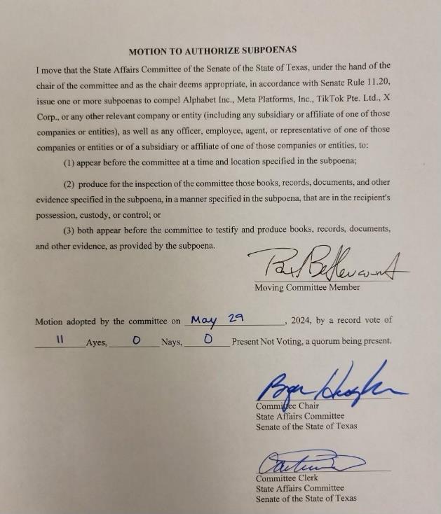 PHOTO: Picture of the signed motion.