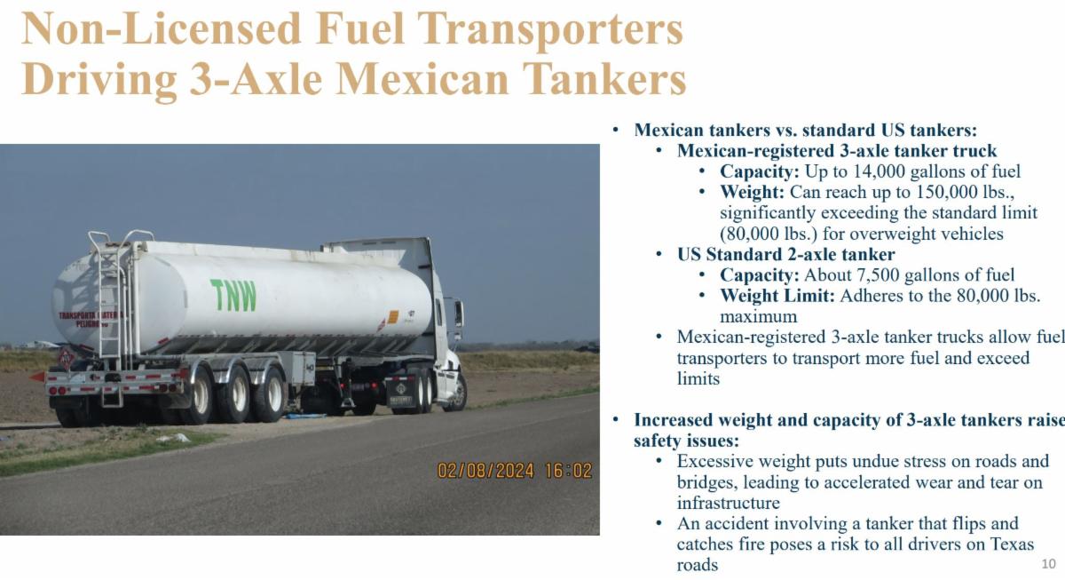 Photo: Non-licensed Fuel Transporters Driving 3-Axle Mexican Tankers