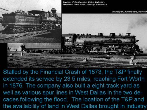 Two overlayed photos depicting T&P steam engine trains